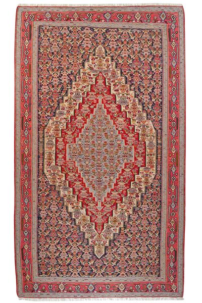  Persisk Kilim Senneh Matta 201X344 Mörkröd/Brun (Ull, Persien/Iran)