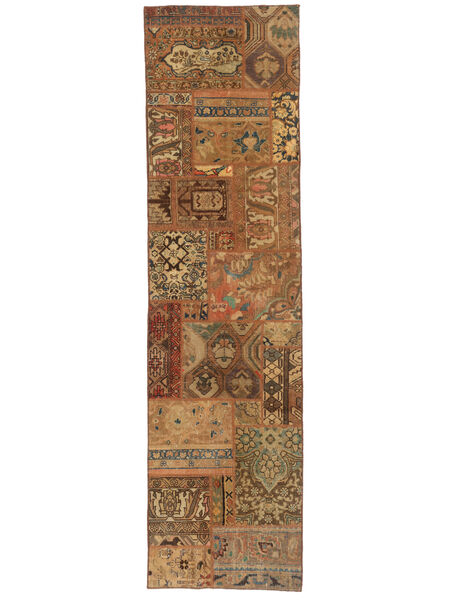 Patchwork Rug 79X299 Runner
 Brown/Black Wool, Persia/Iran Carpetvista