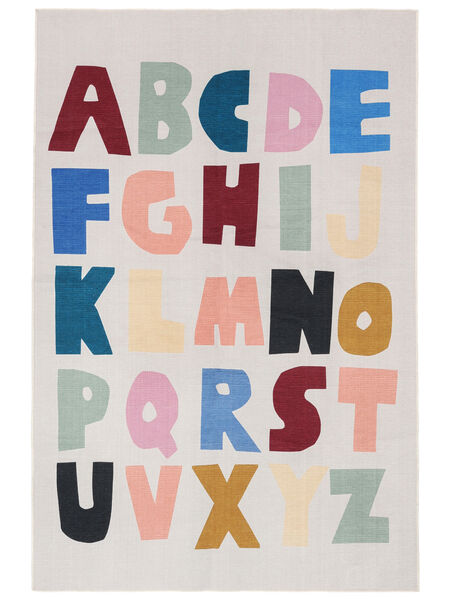  100X160 Washable Kids Rug Small Alphabet - Light Grey/Multicolor Cotton