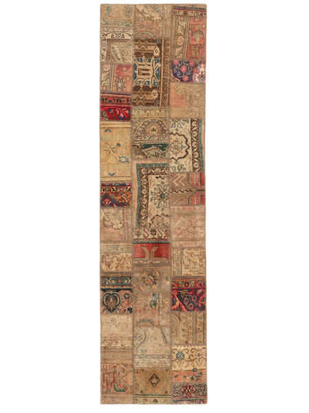 Patchwork Rug 82X310 Runner
 Brown/Orange Wool, Persia/Iran Carpetvista