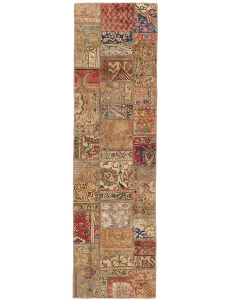 Dywan Patchwork 70X258 Chodnikowy Brunatny/Pomarańczowy (Wełna, Persja/Iran)