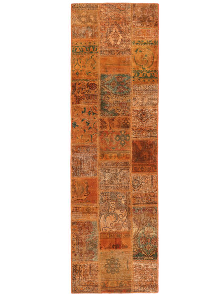  Patchwork Χαλι 70X251 Vintage Περσικό Μαλλινο Καφέ/Σκούρο Κόκκινο Μικρό Carpetvista