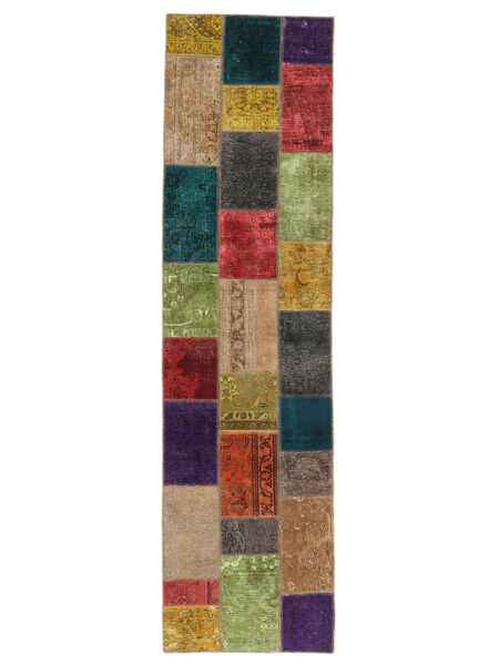 82X307 Χαλι Patchwork Σύγχρονα Διαδρομοσ Καφέ/Μαύρα (Μαλλί, Περσικά/Ιρανικά) Carpetvista