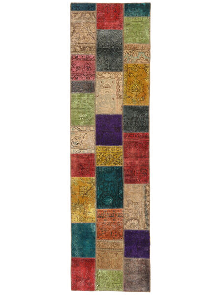  Persisk Patchwork Tæppe 83X304 Brun/Sort Carpetvista