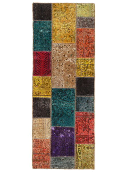 75X201 Patchwork Tæppe Moderne Løber Sort/Brun (Uld, Persien/Iran) Carpetvista