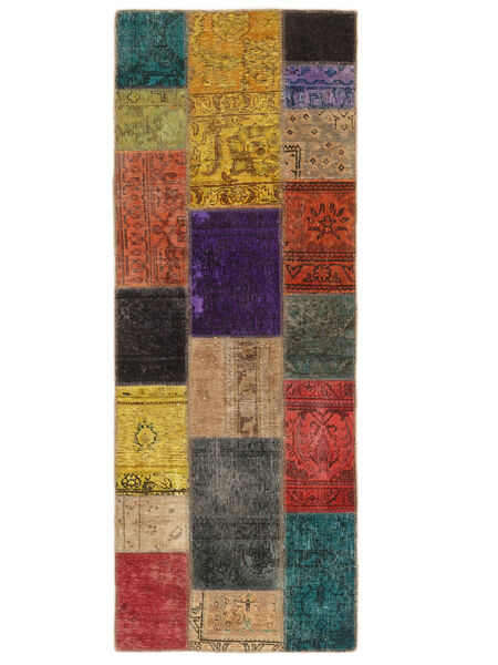 75X200 Patchwork Modern Hallmatta Brun/Svart (Ull, Persien/Iran) Carpetvista