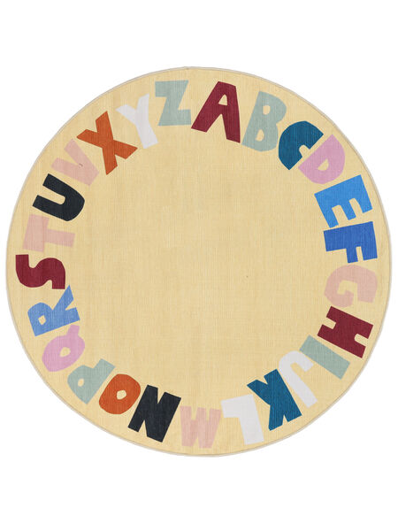  Ø 150 Washable Kids Rug Small Alphabet - Light Yellow/Multicolor Cotton