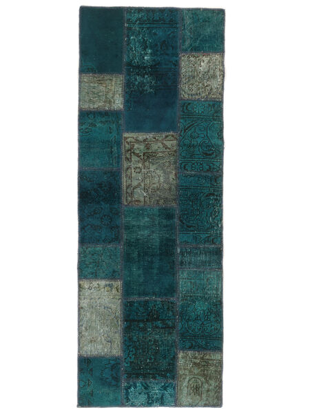 73X202 Tapete Patchwork Moderno Passadeira Preto/Verde (Lã, Pérsia/Irão) Carpetvista