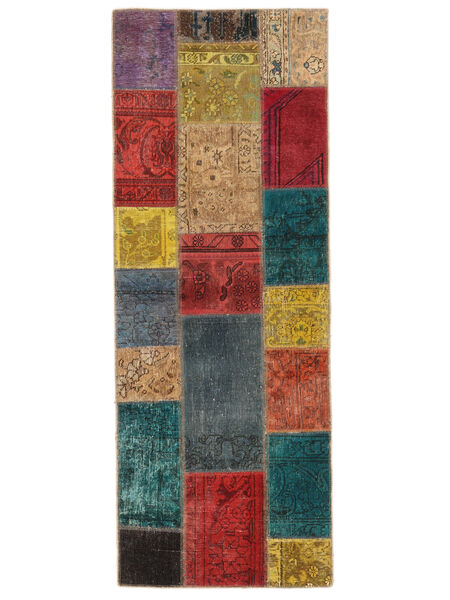 76X205 Patchwork Rug Modern Runner
 Dark Red/Black (Wool, Persia/Iran) Carpetvista