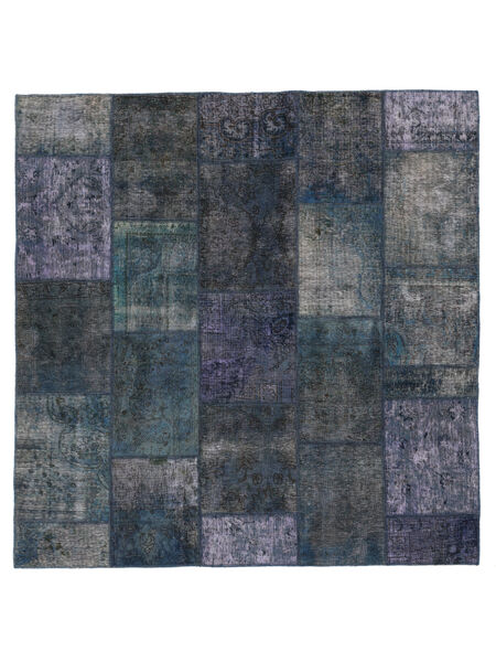 205X210 Tapete Patchwork Moderno Quadrado Preto/Cinza Escuro (Lã, Pérsia/Irão) Carpetvista