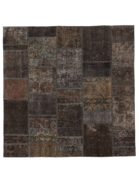  202X202 Patchwork Teppich Quadratisch Schwarz/Braun Persien/Iran Carpetvista