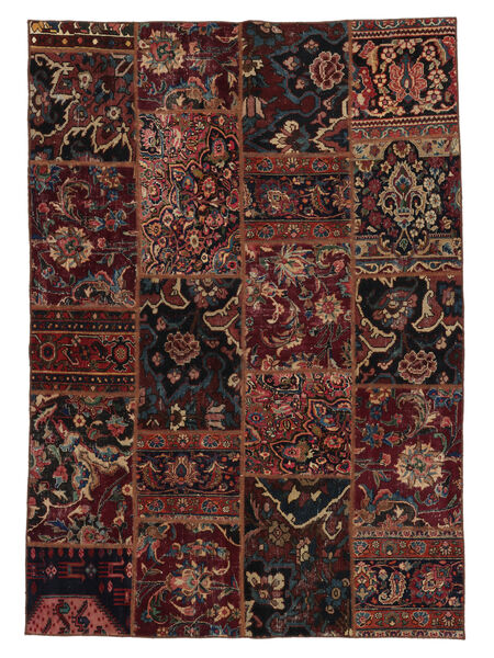 Dywan Patchwork 159X226 Czarny/Ciemnoczerwony (Wełna, Persja/Iran)