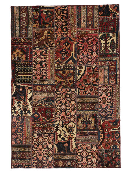 Patchwork Tæppe 160X237 Sort/Mørkerød Uld, Persien/Iran Carpetvista