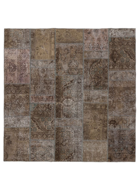 Tappeto Persiano Patchwork 204X206 Quadrato Marrone/Nero (Lana, Persia/Iran)