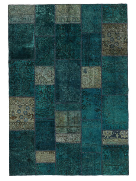 171X247 Patchwork Teppich Moderner Schwarz (Wolle, Persien/Iran) Carpetvista