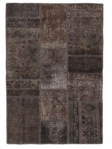  Patchwork Χαλι 105X153 Vintage Περσικό Μαλλινο Μαύρα/Καφέ Μικρό Carpetvista