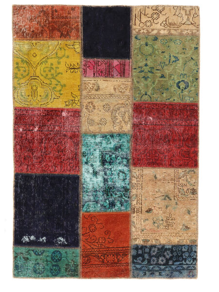 102X151 Χαλι Patchwork Σύγχρονα Σκούρο Κόκκινο/Μαύρα (Μαλλί, Περσικά/Ιρανικά) Carpetvista