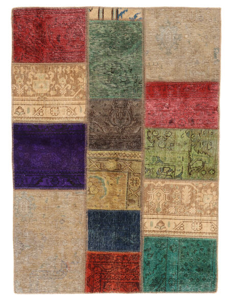 105X147 Χαλι Patchwork Σύγχρονα Καφέ/Μαύρα (Μαλλί, Περσικά/Ιρανικά) Carpetvista