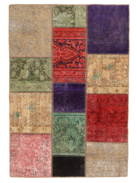  Patchwork Χαλι 105X152 Vintage Περσικό Μαλλινο Καφέ/Μαύρα Μικρό Carpetvista