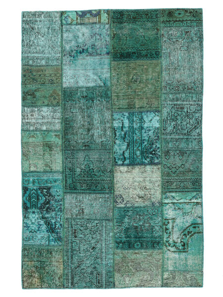 120X186 Dywan Patchwork Nowoczesny Ciemnozielony/Zielony (Wełna, Persja/Iran) Carpetvista