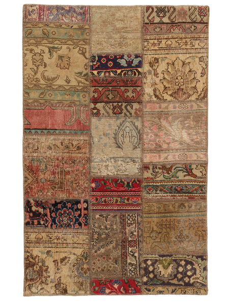 104X158 Χαλι Patchwork Σύγχρονα Καφέ/Μαύρα (Μαλλί, Περσικά/Ιρανικά) Carpetvista