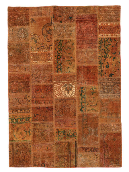  Patchwork Alfombra 146X208 Vintage Persa De Lana Marrón/Rojo Oscuro Pequeño Carpetvista