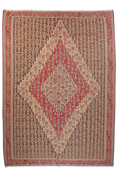 Χαλι Kilim Senneh 252X350 Καφέ/Σκούρο Κόκκινο Μεγαλα (Μαλλί, Περσικά/Ιρανικά)