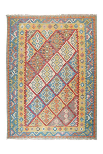  Persisk Kilim Qashqai Tæppe 262X352 Orange/Mørkegrå Stort ( Persien/Iran)