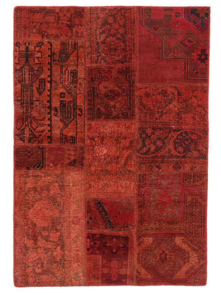  Perzisch Patchwork Vloerkleed 105X151 Donkerrood/Zwart (Wol, Perzië/Iran)