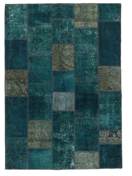 Tappeto Patchwork 144X206 Nero/Petrolio Scuro (Lana, Persia/Iran)