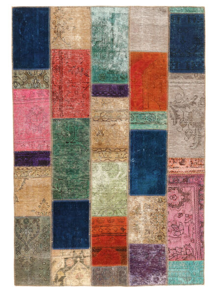  Perzisch Patchwork Vloerkleed 141X207 Bruin/Zwart (Wol, Perzië/Iran)