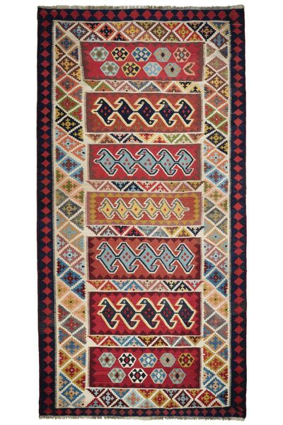  Persisk Kilim Vintage Tæppe 162X318 Mørkerød/Sort (Uld, Persien/Iran)