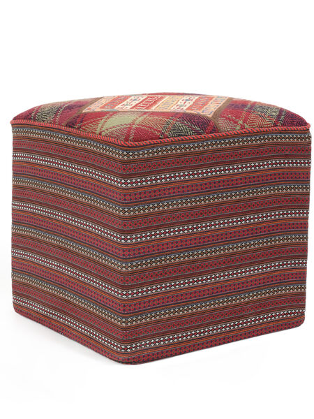  Oosters Kelim Pouf/Stool Vloerkleed 50X50 Vierkant Donkerrood/Zwart Wol, Perzië/Iran Carpetvista