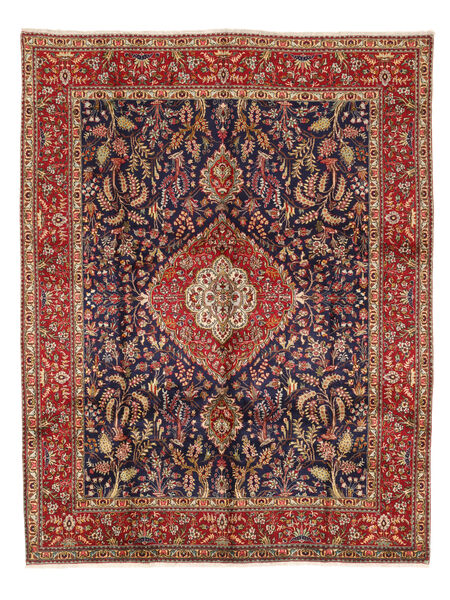  Orientalisk Tabriz Matta 301X383 Mörkröd/Brun Stor Ull, Persien/Iran Carpetvista