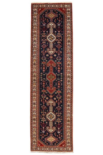  Orientalischer Abadeh Teppich 81X305 Läufer Schwarz/Dunkelrot Wolle, Persien/Iran