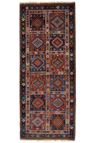 Yalameh Vloerkleed 78X191 Tapijtloper Zwart/Donkerrood Wol, Perzië/Iran