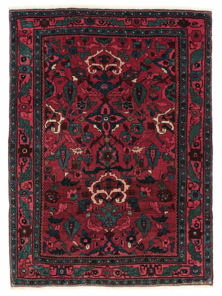  115X155 Bidjar Met Zijde Vloerkleed Zwart/Donkerrood Perzië/Iran