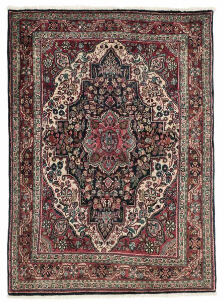  104X143 Sarouk Rug Black/Dark Red Persia/Iran