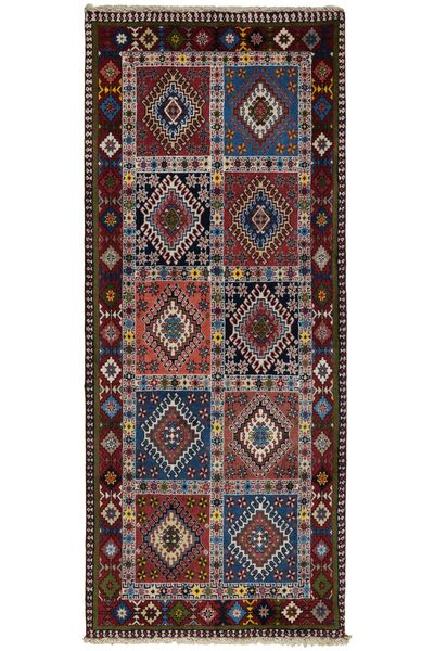 Yalameh Vloerkleed 81X195 Tapijtloper Zwart/Donkerrood Wol, Perzië/Iran