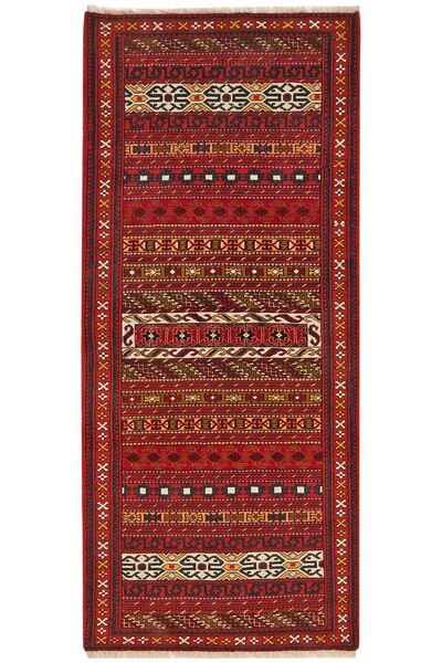 82X190 Turkaman Orientalisk Hallmatta Mörkröd/Svart (Ull, Persien/Iran)