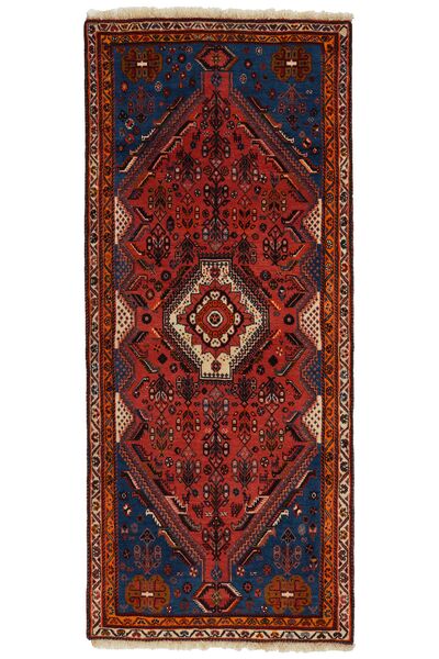 87X200 Tappeto Qashqai Orientale Passatoie Nero/Rosso Scuro (Lana, Persia/Iran)