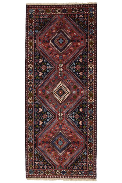 Yalameh Vloerkleed 82X200 Tapijtloper Zwart/Donkerrood Wol, Perzië/Iran