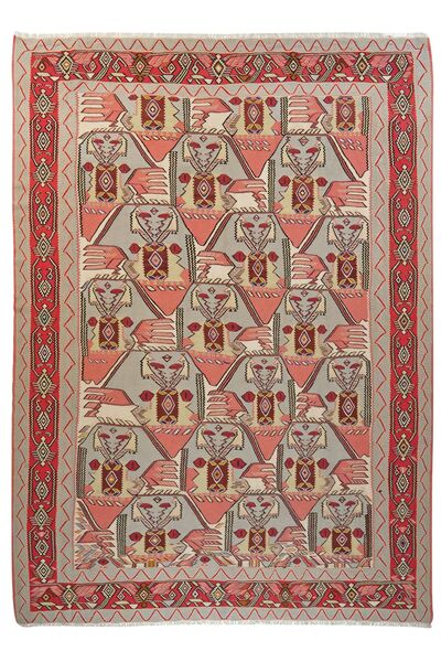 Kilim Senneh Matta 245X336 Brun/Mörkröd Ull, Persien/Iran