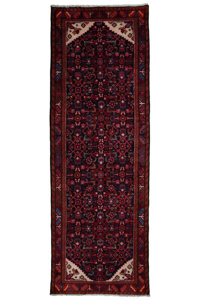 Alfombra Persa Hamadan 100X295 De Pasillo Negro/Rojo Oscuro (Lana, Persia/Irán)