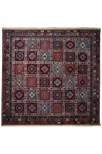 197X203 Alfombra Yalameh Oriental Cuadrada Negro/Rojo Oscuro (Lana, Persia/Irán)