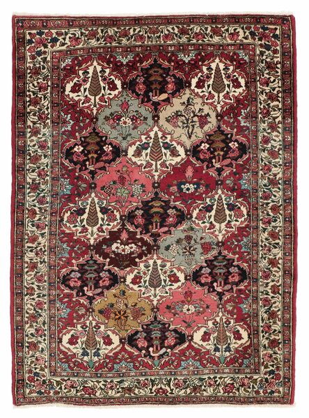 105X142 Bakhtiari Teppich Orientalischer Schwarz/Dunkelrot (Wolle, Persien/Iran)