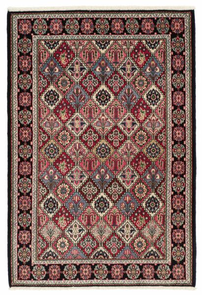  107X156 Qum Kork/Seide Teppich Schwarz/Dunkelrot Persien/Iran