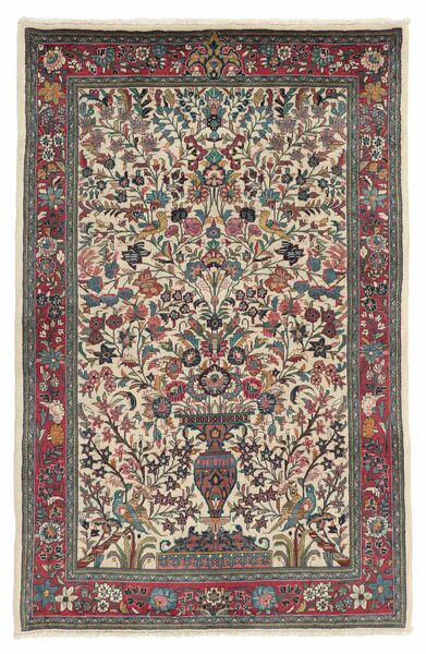 105X160 Alfombra Sarouk Oriental Rojo Oscuro/Beige (Lana, Persia/Irán)