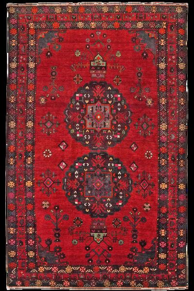 Alfombra Kurdi 214X341 Rojo Oscuro/Negro (Lana, Persia/Irán)