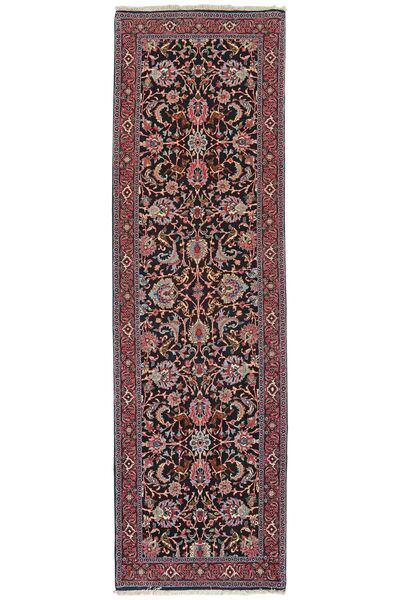  Persian Bidjar With Silk Rug 84X290 Runner
 Dark Red/Black (Wool, Persia/Iran)